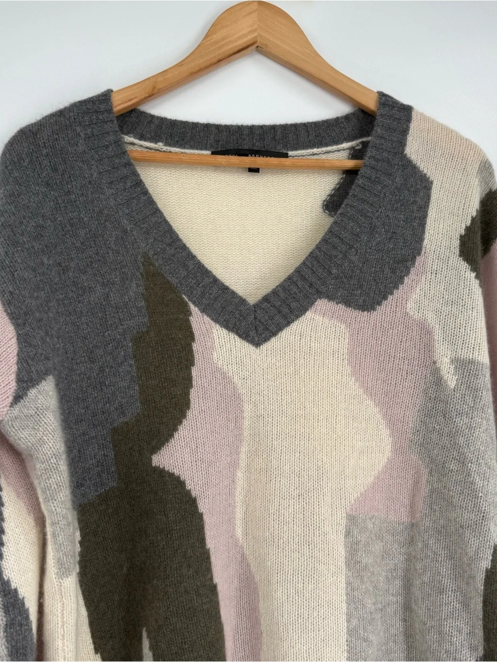 Skull Cashmere Womens Gray Pink 100% Cashmere Skull-Back Sweater Size M Pullover